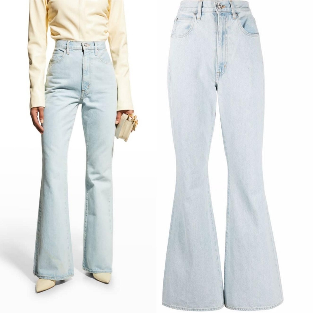 SLVRLAKE indiana ultra high-rise super flare light wash jeans in high and dry